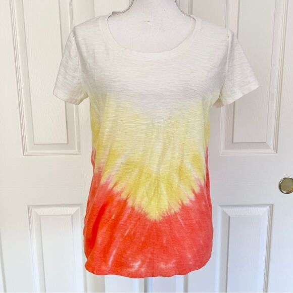Vince Camuto Chevron Cotton Blend Tie Dye Tee in Passion Fruit Medium NWOT - Picture 2 of 6
